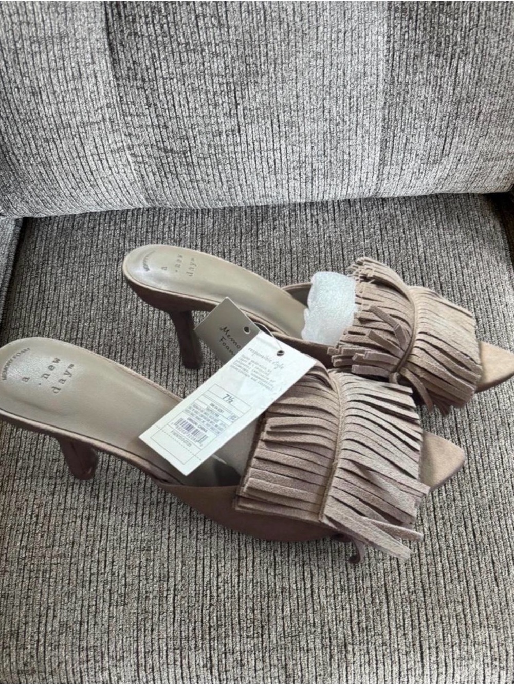 a new day Taupe Fringe Slide Mules